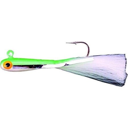 Dons Jigs Glass Minnow Jig 14 Oz, Hair White TailWhite With Green Head GM-214